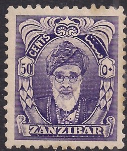 Zanzibar 1952 - 55 QE2 50ct Violet unused No Gum SG 347 ( M168 )