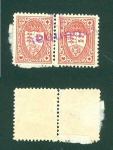 Denmark. 1900-1913. Tax Stamps For Playing Cards. Pair with Ink Stamp Copenh