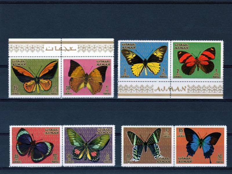 Ajman 1972 Butterflies Set (8) Perf.MNH VF 