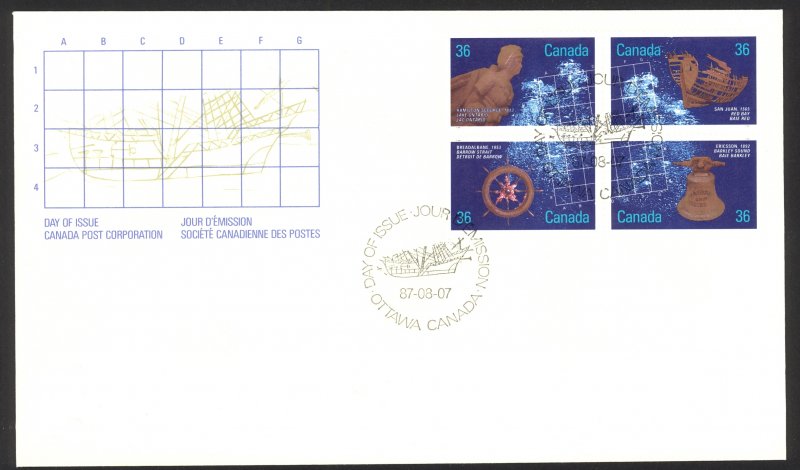 Canada Sc# 1141-1144 FDC combination 1987 08.07 Shipwrecks