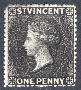 St Vincent 1872 1d Black Wmk Star PERF 15 SG 18 Scott 14A LMM/MLH Cat £60($77)