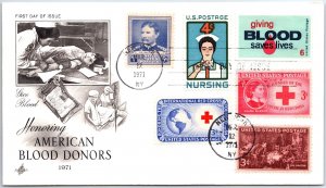 U.S. FIRST DAY COVER HONORING AMERICAN BLOOD DONORS ON COMBINATION 1971