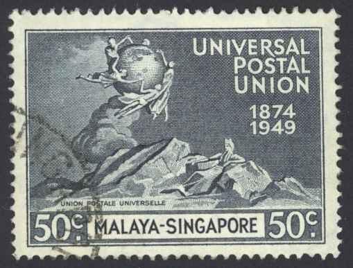 Singapore Sc# 26 Used 1949 50¢ UPU Issue