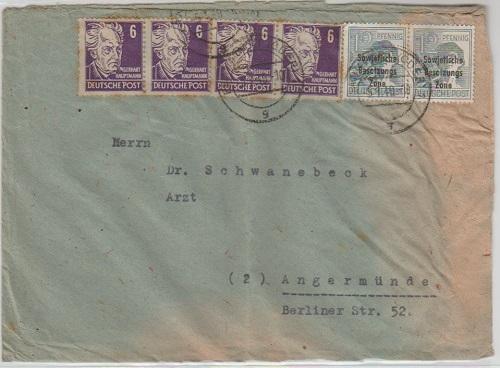 Cover: Frankfurt-Angermunde 5.1.1949 (SBZ) Russian Censor mark