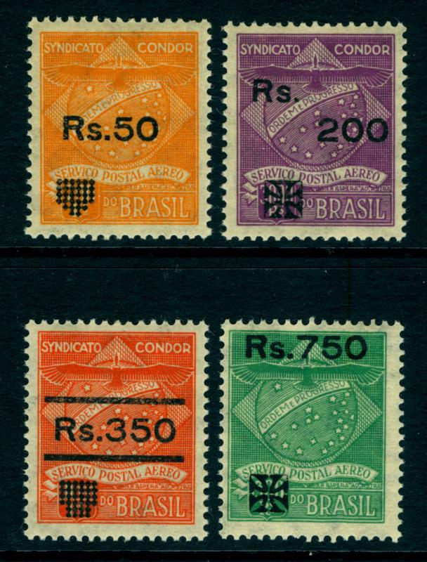 BRAZIL 1930 AIRMAIL - CONDOR surcharged set  Sc# 1CL10-1CL13  mint MNH