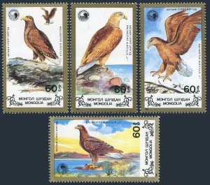 Mongolia 1700-1703, MNH. Michel 1991-1994. Wildlife Conservation, 1988. Eagles.