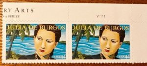 US # 4476 Julia de Burgos pair w/plate # 44c 2010 Mint NH