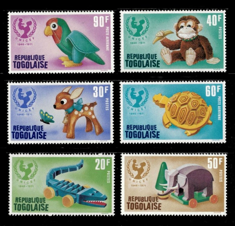 Togo 1971 - UNICEF, 25 Years, Kid Toys - Set of 6v - Scott 794-97, C167-68 - MNH