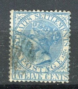 MALAYA; 1867 early classic QV Crown CC issue used 12c. value