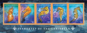 Antigua & Barbuda 2012 - Seahorses of the Caribbean - Sheet of 5 - MNH