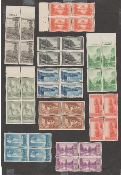 U.S. Scott #740-749 National Park Stamps - Mint NH Set of Blocks of 4