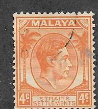 Malaya - Straight Settlements #240  4c   George VI (U) CV $0.25