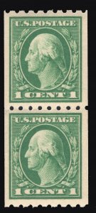 MOMEN: US STAMPS #410 COIL PAIR MINT OG NH XF+ LOT #79854