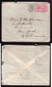 Natal South Africa #14293-Durban 9 Ap 1898-to USA-B/S New York May 12 1898-