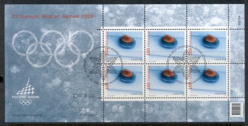 Switzerland 2005 Winter Olympics Curling sheetlet CTO