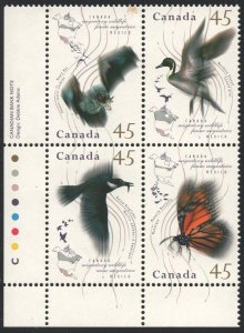 SC#1563-1566 45¢ Migratory Wildlife: Canada-Mexico Plate Block LL (1995) MNH