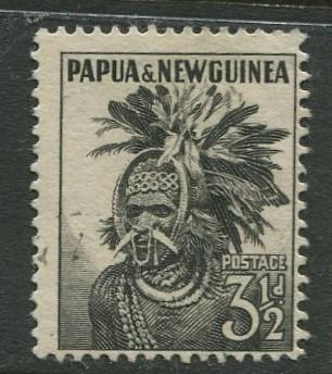 Papua New Guinea - Scott 139 - Chimbu Headdress -1958 - Used - Single 3.5p Stamp