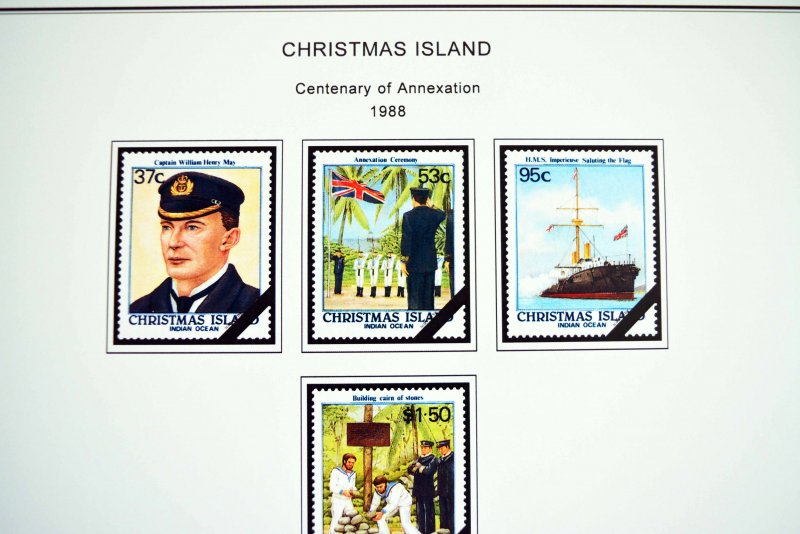 COLOR PRINTED CHRISTMAS ISLAND 1958-2010 STAMP ALBUM PAGES (94 illustr. pages)