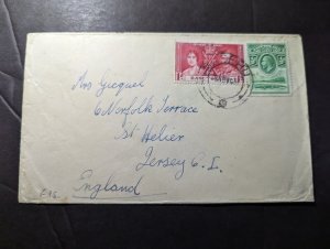 1937 British Basutoland Cover to Jersey Channel Islands England