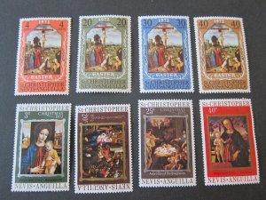 St. Kitts and Nevis 1972 Sc 249-52,253-6 Christmas Religion set MNH