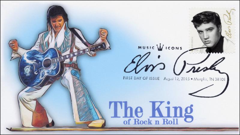 2015, Elvis Presley, BW, FDC, Music Icons, BW Pictorial, 15-203