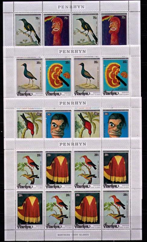 PENRHYN ISLANDS Sc# 93-96 MNH FVF Set 4x SHTLT Extinct Birds