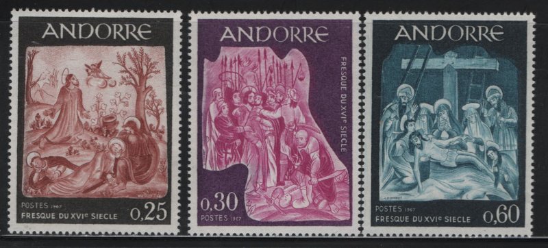 ANDORRA, 178-180, MNH, 1967, 16TH CENTURY FRESCOES