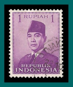 Indonesia 1951 President Sukamo, 1r used #387,SG630