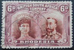 Rhodesia Double Head Six Pence with UMTALI (DC) postmark