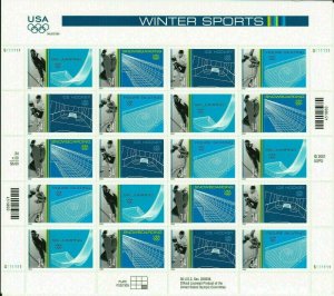 Winter Sports Sheet of Twenty 34 Cent Stamps Scott 3552-55