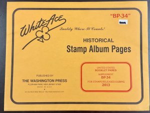 White Ace Historical Stamp Album Pages Booklet Panes Supplement BP-34 2013 NEW