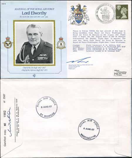 CDM15a RAF COMMANDER Lord Elworthy signed Gp Capt Bonner and Flt Lt Webster