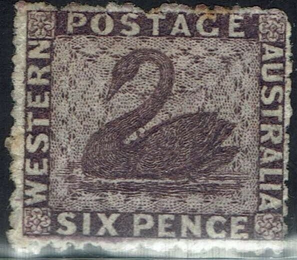 WESTERN AUSTRALIA 1863 SWAN 6D NO WMK