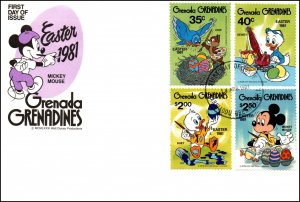 Grenada Grenadines 430-434 Disney's Set of Two U/A FDCs