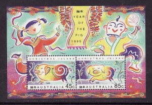 Christmas Is.-Sc#368a-Unused NH sheet-Chinese New Year of the Pig-1995-