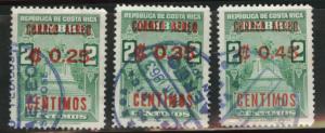 Costa Rica Scott C341-343 airmails from 1962 Used