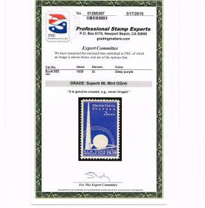 EXCEPTIONAL SCOTT #853 MINT PRISTINE OG NH PSE CERT GRADED SUPERB 98  #17721