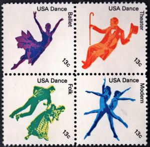 SC#1749-52 13¢ American Dance Block of Four (1978) MNH