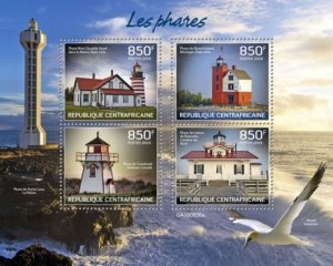 Central Africa - 2019 North American Lighthouses - 4 Stamp Sheet - CA190606a