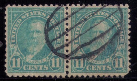 US Scott #563 Used Fancy Cancel Vert. Pair F-VF