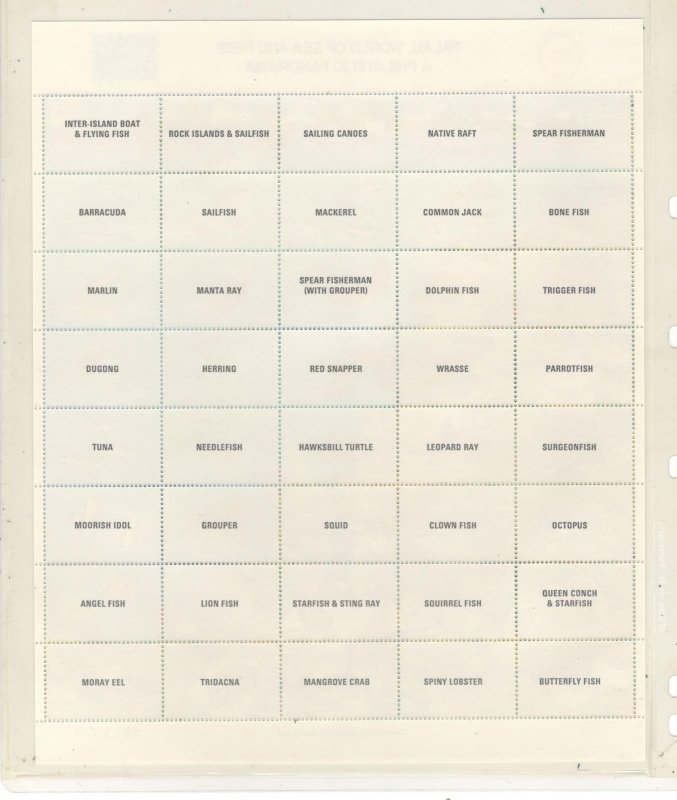 PALAU SCOTT# 103  FULL SHEET, MNH