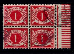 IRELAND Sc# J2 USED F 4 Block WMK 44 Celtic Knot Postage Due