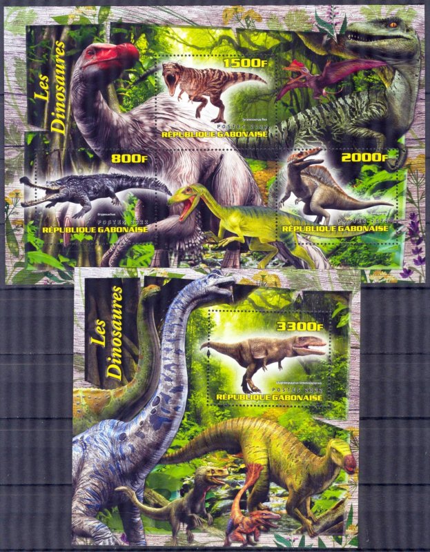 Gabon 2022 Dinosaurs Sheet + S/S MNH