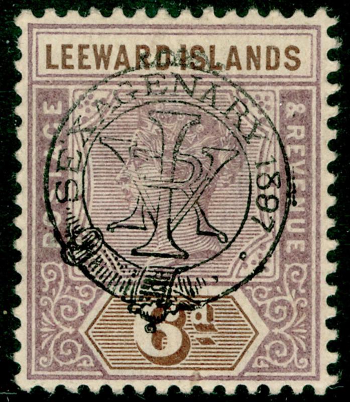 LEEWARD ISLANDS SG13, 6d dull mauve & brown, LH MINT. Cat £60.