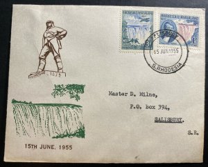 1955 Salisbury Southern Rhodesia First Day Cover FDC Livingston Monument 