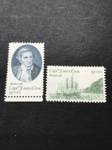 Scott #1732-33 Captain Cook/Resolution Hawaii 13c (Singles Set of 2)1978 MNH(et)