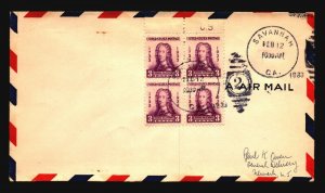 US SC# 726 FDC / GA CDS / Block of 4 - L28