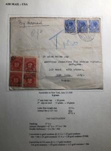 1939 Amsterdam Netherlands Postage Due Cover To German Refugees Com New York USA