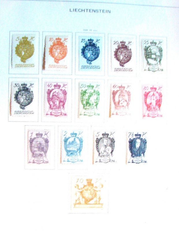 Liechtenstein Collection on Schaubek pages over $1000 Cat Value.  mint 94-107.