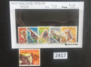 $1 World MNH Stamps (2417) Switzerland A selection of 6 used stamps